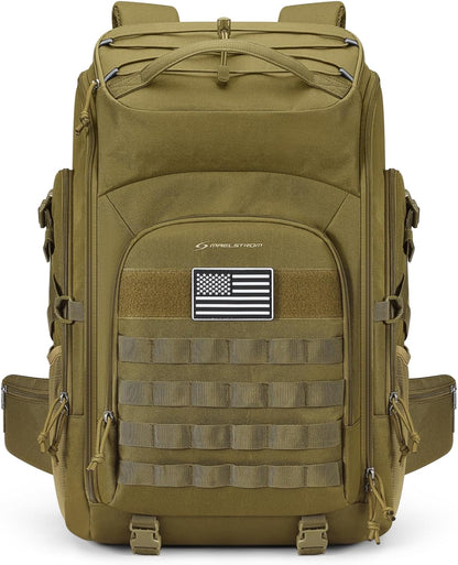 Maelstrom Tactical Backpack for Men, 40L Military Backpack,Water Resistant Assault Pack for Women, 3-Day Bug Out Bag for Hiking, Camping, Gym with Molle System-Khaki