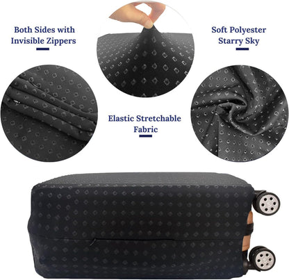 Luggage Cover, Protective Washable Suitcase Cover - Travel Elastic Spandex Suitcase Protector Fits 19 to 20 Inch Black
