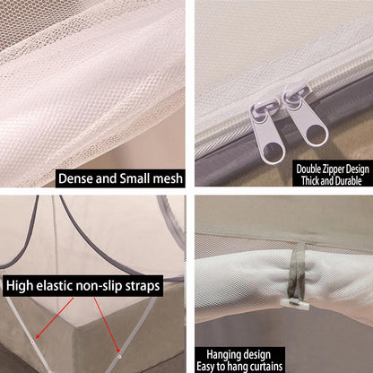 CMINGJ Mosquito Net for Bed, Portable pop up Mosquito Netting with Bottom, Free Installation-Suitable for Bedroom, Camping, Folding Portable Design for Baby Adults (Orange Bear) L79 x W71 x H61