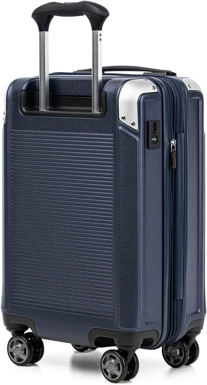 Travelpro Platinum Elite Hardside Expandable Carry on Luggage, 8 Wheel Spinner, TSA Lock, Hard Shell Polycarbonate Suitcase, True Navy Blue, Compact Carry on 20-Inch