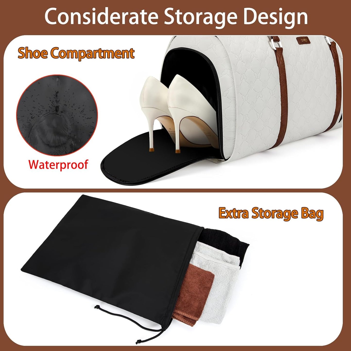Convertible Garment Duffel Bag for Travel - Carry On Garment Bags With Toiletry Bag Large Weekender Bag for Men Women 2 in 1 Hanging Suitcase Suit Travel Duffel Overnight Bags 4pcs Set