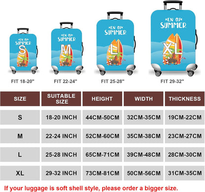 WUJIAONIAO Travel Luggage Cover Baggage Suitcase Cover Protector Skins 18-32 Inch (Beach surfing, S (for 18-20 inch luggage))
