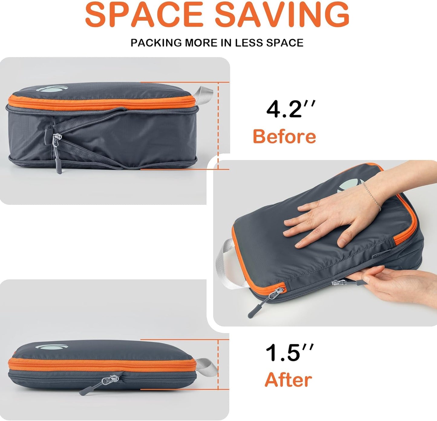 Cipway Compression Packing Cubes, Lightweight Travel Luggage Organizers with Shoe Bag, Toiletry Bag & Laundry Bag, Travel Essentials for Carry on Suitcase (8 Piece,Gray)