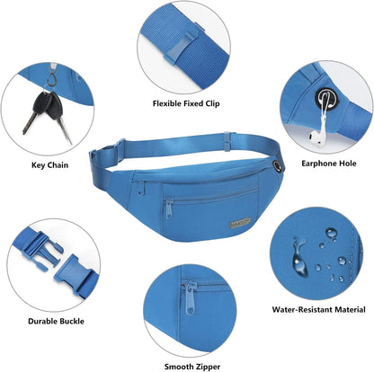 MAXTOP Large Crossbody Fanny Pack with 4-Zipper Pockets,Gifts for Enjoy Sports Festival Workout Traveling Running Casual Hands-Free Wallets Waist Pack Phone Bag Carrying All Phones