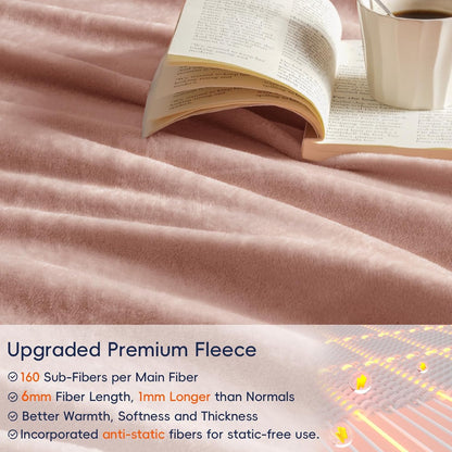 PHF Ultra Soft Fleece Blanket Twin Size, No Shed No Pilling Luxury Plush Cozy 300GSM Lightweight Blanket for Bed, Couch, Chair, Sofa Suitable for All Season, 66" x 90", Rose Pink