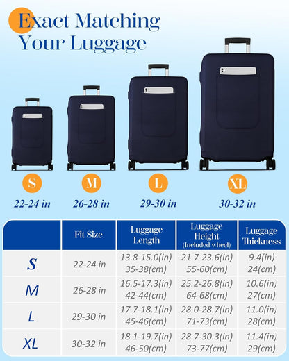 Slohif Luggage Cover for Suitcase Tsa Approved Protector - Luggage Sleeve Suit Case Cover Travel Stretch Large Baggage Case Protective Washable Fit 18-20 Inch Navy Blue