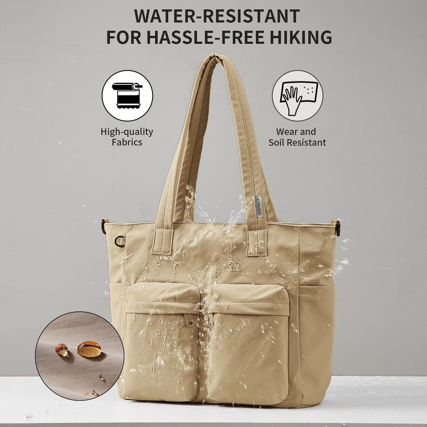 aji Tote Bag for women work, Water-Resistant Tote Bag with Multi Pockets,for Work/Travel/College/Daily