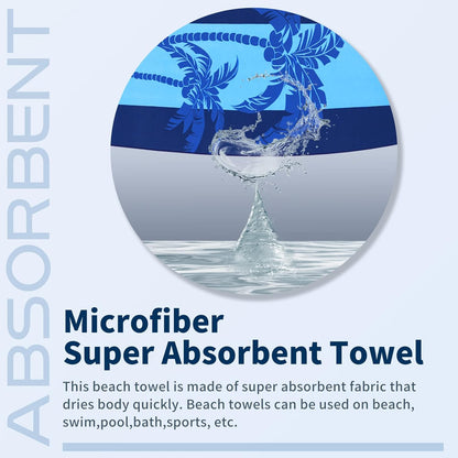 6 Pack Lightweight Thin Beach Towel Oversized 71"x32" Big Extra Large Microfiber Sand Free Towels for Adult Quick Dry Travel Camping Beach Accessories Gift Turtles Tie Dye Coconut Tree Mandala Stripe