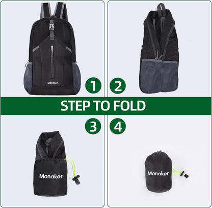 Ultralight 20L Foldable Backpack, Multi-Pocket Design, Compact to Palm-Sized, Ideal for Hiking, Travel & Daily Use