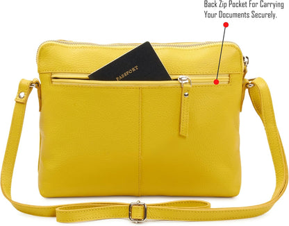 Wise Owl Accessories Small Soft Pebbled Real Leather Crossbody Handbags Purses Sling Crossover Shoulder Bag