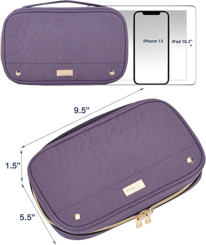 NISHEL Travel Jewelry Case, Holiday Organizer for Necklaces, Earrings, Rings, Bracelets, Watch, Purple