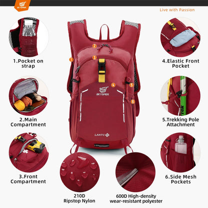 SKYSPER Small Hiking Backpack - 15L Travel Daypack Lightweight Bag Water Resistant Hiking Backpacks for Women Men(Red)