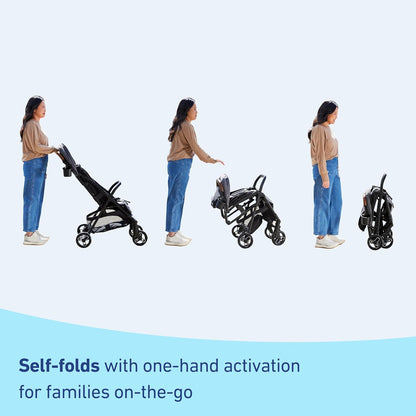Graco Ready2Jet Compact Stroller – Overhead Friendly Compact Travel Stroller with Automatic Fold, Splatter Art