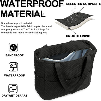 Beach Pool Bags Tote for Women Ladies Large Gym Tote Carry On Bag With Wet Compartment for Weekender Travel Waterproof