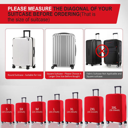 Travel Luggage Cover Suitcase Protector Scratch-Resistant Fit 19-31 Inch Suitcase, Not Included Suitcase (Red, S(19-21 inch))