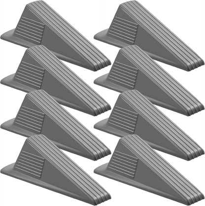 Frienda 8 Pcs Jumbo Door Stoppers Heavy Duty Door Stopper Tall up to 2inch Tall Wedge TPR Large Wedge Stackable Big Rubber Doorstop for Hotel Carpet Hardwood Concrete and Tile (Gray)