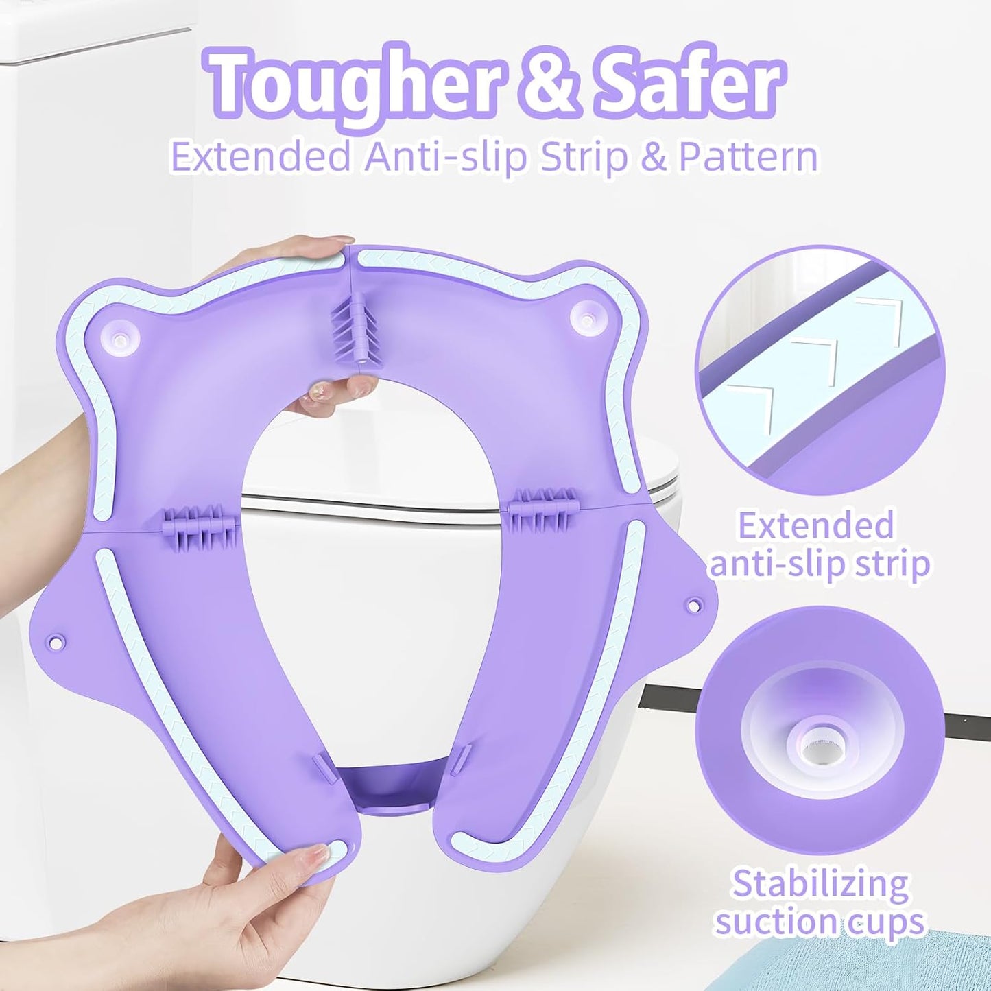 SKYROKU Foldable Kids Toilet Seat – Portable & Anti-Slip Travel Potty Training Seat for Toddlers, DIY Stickers, Storage Bag, Easy Clean & Compact for Home, Daycare, Grandparents House (Ages 2-6)
