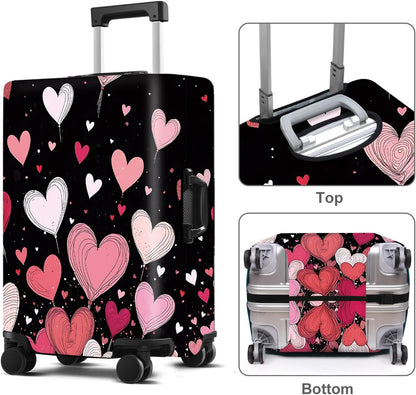 Luggage Cover Washable Suitcase Protector Anti-Scratch,Stretchable Fit for 20-34Inch Luggage Durable Travel Bag Cover with Zipper Closure (Heart-2, M(fits 24-26Inch suitcase))