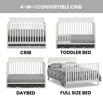 Oxford Baby Harper 4-in-1 Convertible Crib, Snow White, GreenGuard Gold Certified