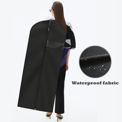 Dress Bags for Gowns Long, 60'' Garment Bags for Hanging Clothes, Suit Bag Cover for Storage and Travel (Black)