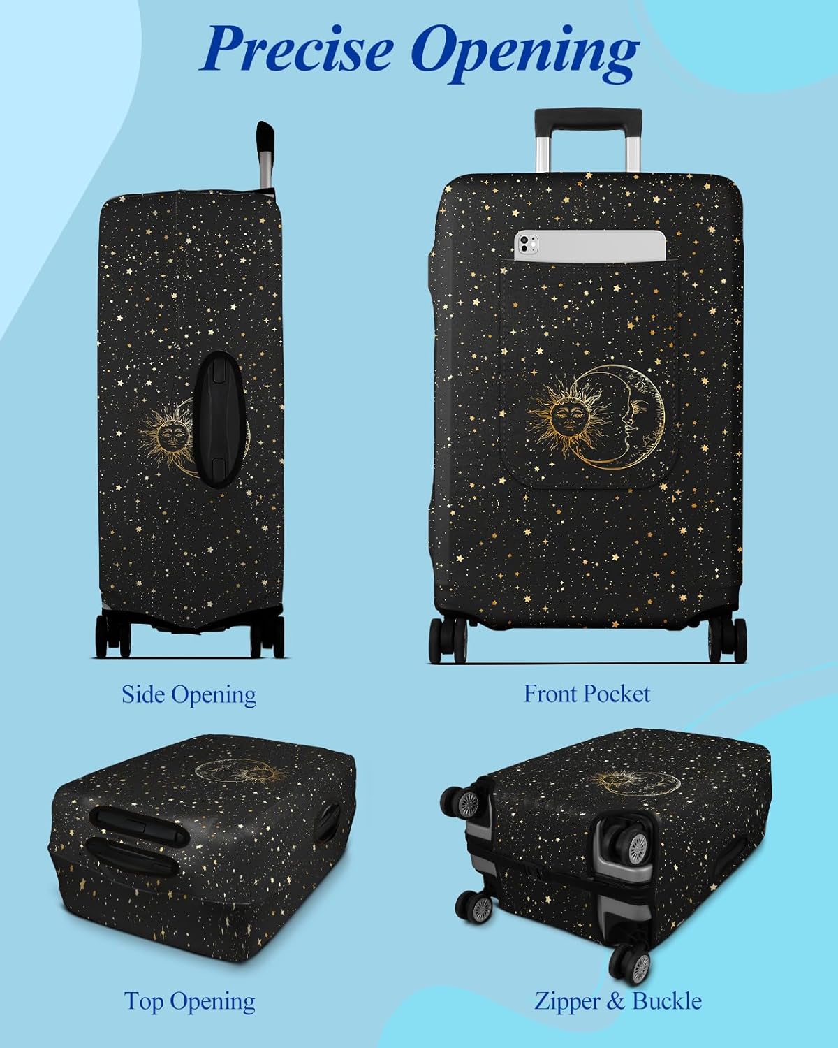Slohif Luggage Cover for Suitcase Tsa Approved Protector - Luggage Sleeve Large Suit Case Cover Travel Stretch Baggage Case Protective Washable Fit 21-23 Inch Sun S