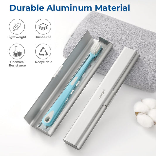 2 Pack Aluminum Toothbrush Travel Case, Portable Travel Toothbrush Holder, Durable Manual Toothbrush Box Container for Traveling, Bathroom, Camping, Business Trip