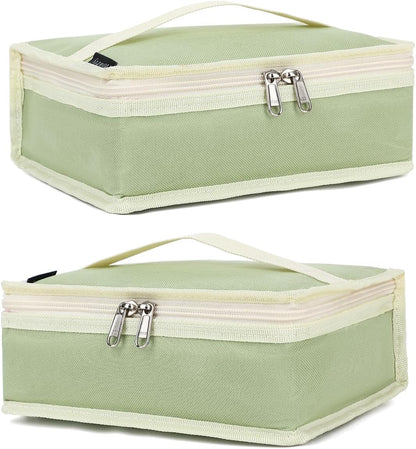 FlowFly Small Insulated Lunch box Portable Soft Bag Mini Cooler Thermal Meal Tote Kit with Handle for Work & School, Light Matcha