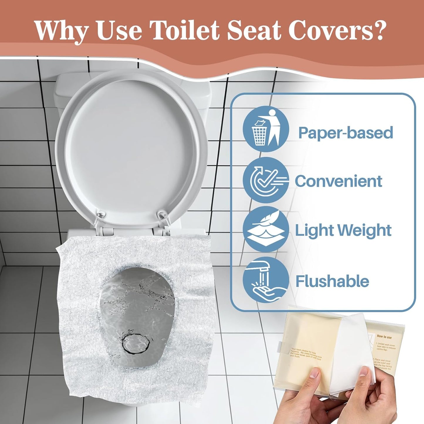 Toilet Seat Cover - Portable Toilet Seat Paper Covers Disposable Flushable for Bathroom Travel Camping Hotel Essentials,Sticker free,16.7x14.1 Inches,10 Pack of 100(Half-Fold)