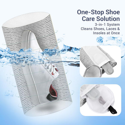 Shoe Washing Machine Bag with 2 Mesh Pockets, One-Step Shoe Laundry Bag for Wash Laces, Insoles & Socks, Reusable Sneaker Cleaning Bag Invisible Zipper for Washer Dryer Safe (2Pcs Grey)