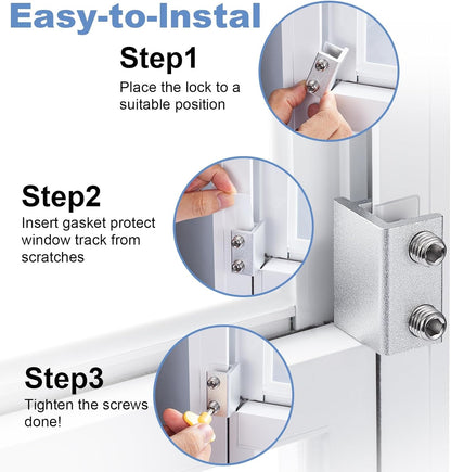 6 Sets Sliding Window Locks with Key, Window Locks for Up and Down Windows,Easy to Install Vertical & Horizontal Window Security Locks,Adjustable Aluminum Window Stopper Lock(Silver)