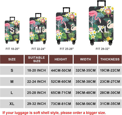 WUJIAONIAO Travel Luggage Cover Baggage Suitcase Cover Protector Skins 18-32 Inch (Flower flamingo, S (for 18-20 inch luggage))
