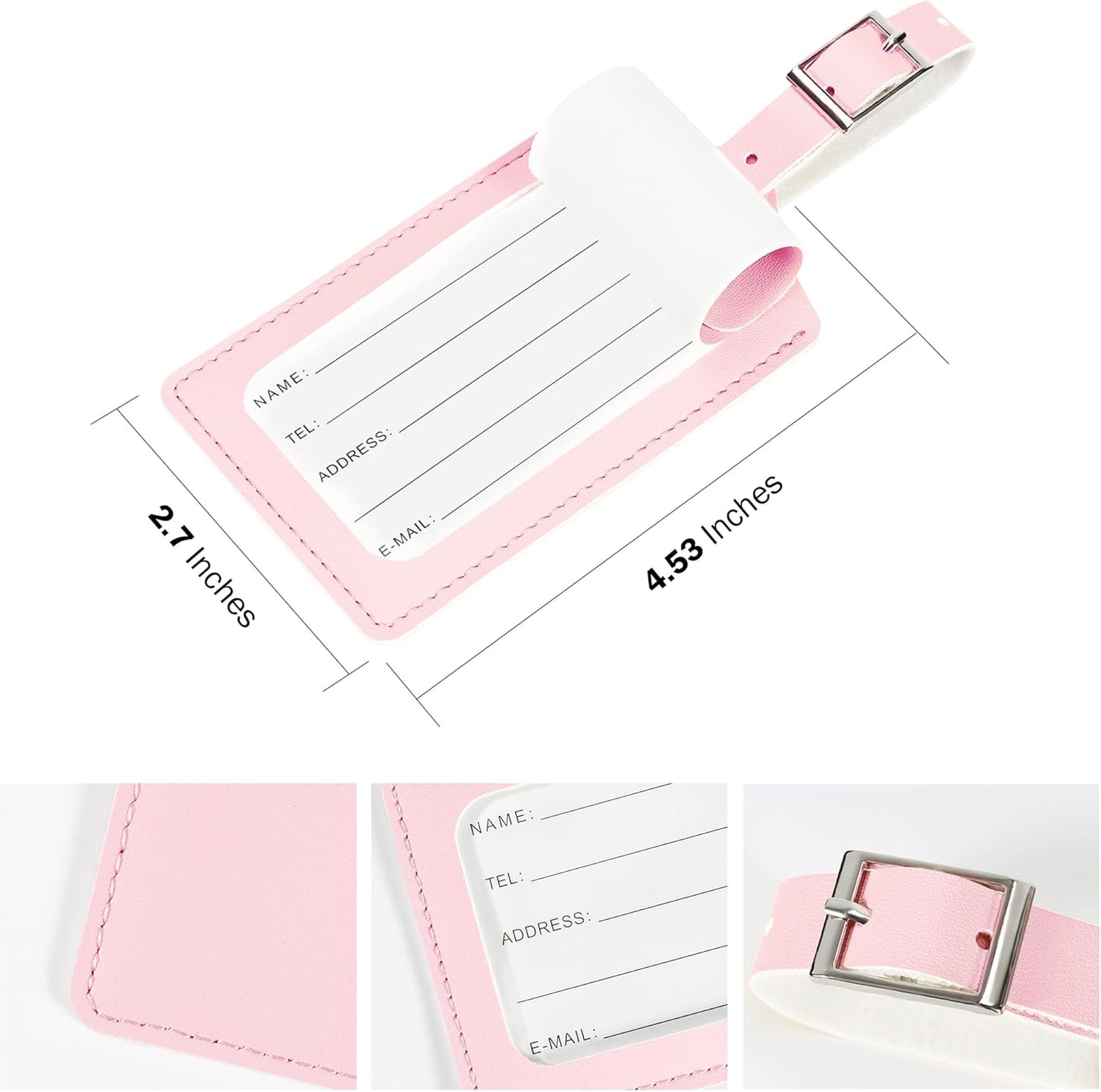 Travelambo Luggage Tags for Suitcases PU Leather Travel Tags Bag Tags Privacy Protection Travel Essentials