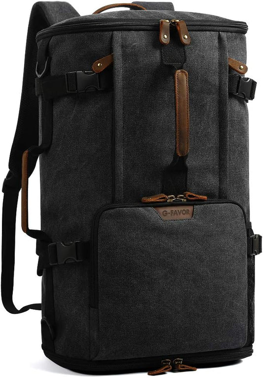 G-FAVOR Travel Backpack for Men, 40L Flight Approved Carry On Backpack, Water Resistant Canvas Weekender with 17.3" Laptop Sleeve, Convertible Duffel Bag for Airplane, Business & Travel