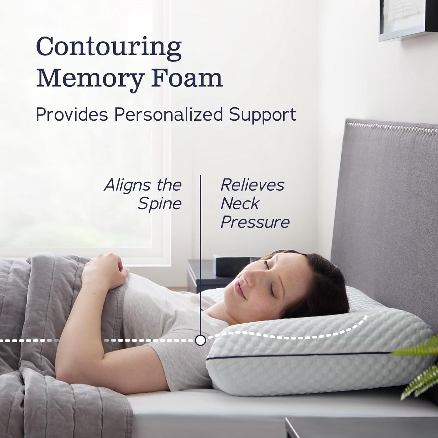 WEEKENDER Gel Memory Foam Pillow - Standard Size - 2-Pack - Medium Plush Feel - Neck & Shoulder Support - For Back, Side, & Stomach Sleepers - Home, Hotel, & Hospital Essentials