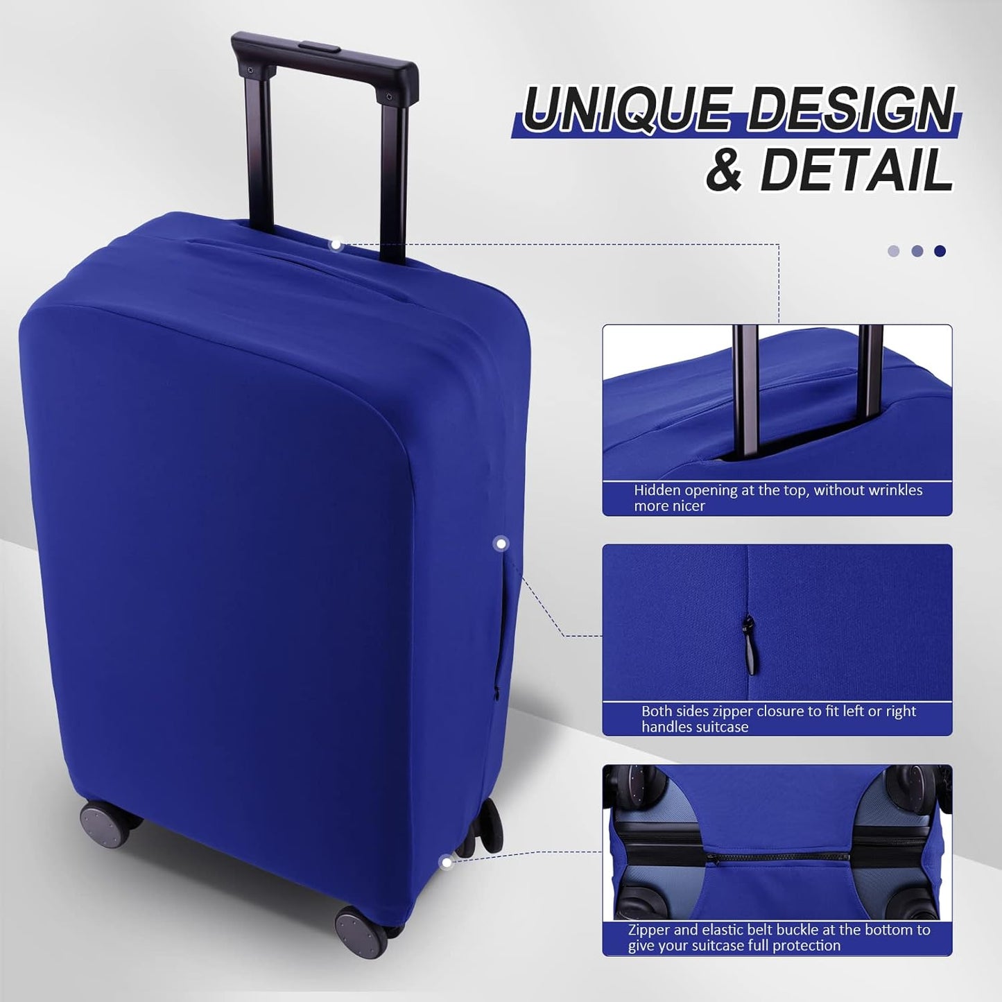 Travel Luggage Cover - Scratch-Resistant Fit 19-33 Inch, Blue, 3XL