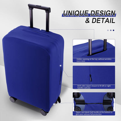 Travel Luggage Cover Suitcase Protector Scratch-Resistant Fit 19-31 Inch Suitcase, Not Included Suitcase (Blue, 2XL(30-31 inch))
