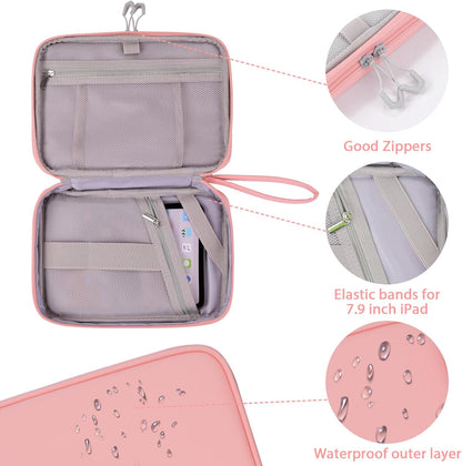 DDgro Electornics Travel Organizer Case for Cable/Cords/Charger/Tech Accessories, Large Pouch Bag for Woman (Pink, PU-Large)