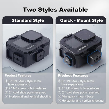 Aluminum Waterproof Case for GoPro HERO13 Black HERO12 HERO11 HERO10 HERO9 Action Camera 80M Deep Waterproof Horizontal and Vertical Shooting Switch (Quick Release-63075)