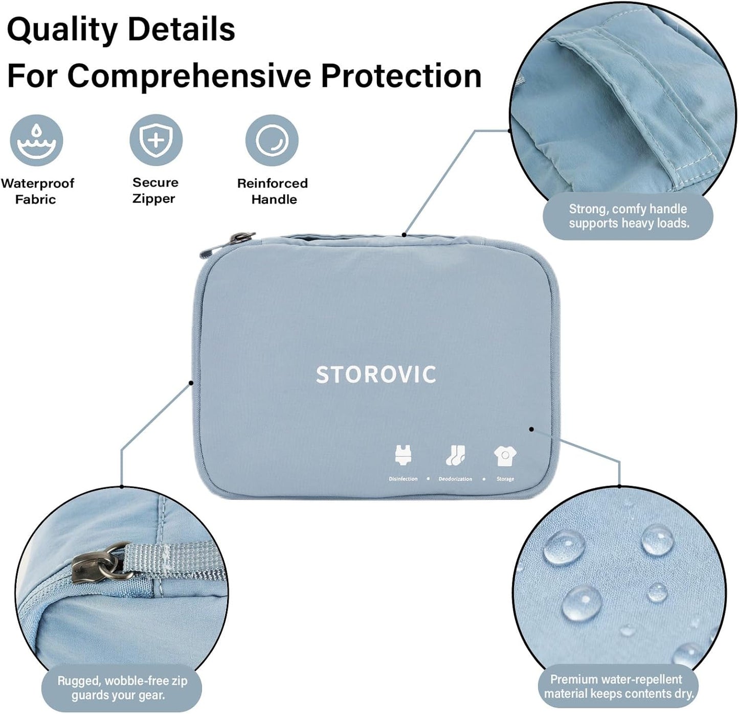 Packing Cubes for Suitcases - Premium Travel Organizer Bags, Water-Resistant, Odor-Eliminating, Soft & Portable Luggage Accessories, Blue（8.3” × 6.1” × 4.5”） S
