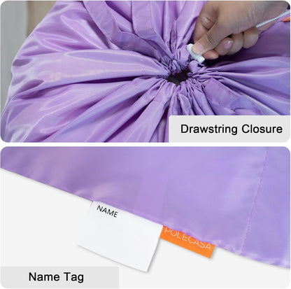 Polecasa Heavy Duty Large Laundry Bag with 130gsm Tear Resistant Fabric and Handles, Easy to Carry Durable Dirty Clothes Drawstring Bag, Perfect for College Dorm, Travel, 28”x36”,Purple