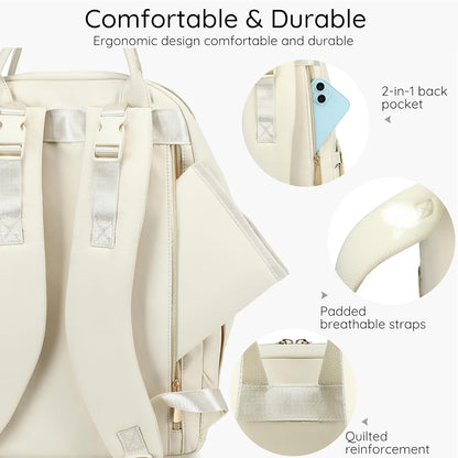 Diaper Bag Backpack - Large Multi functional, Boys, Girls & Baby Travel Essentials Tote with Changing Pad, Insulated Pockets, Stroller Straps, Waterproof - Baby Backpack for Mom & Maternity (Beige)