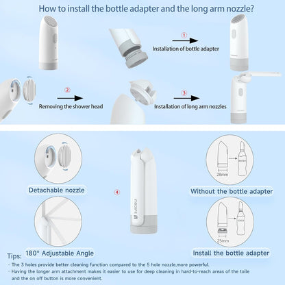 Portable Bidet|High Pressure Travel Bidets Electric Portable Bidet for Women Men Hygiene Cleaning | Soothing Postpartum Care | Hemorrhoid Perineal Care| Travel Bidets Portable