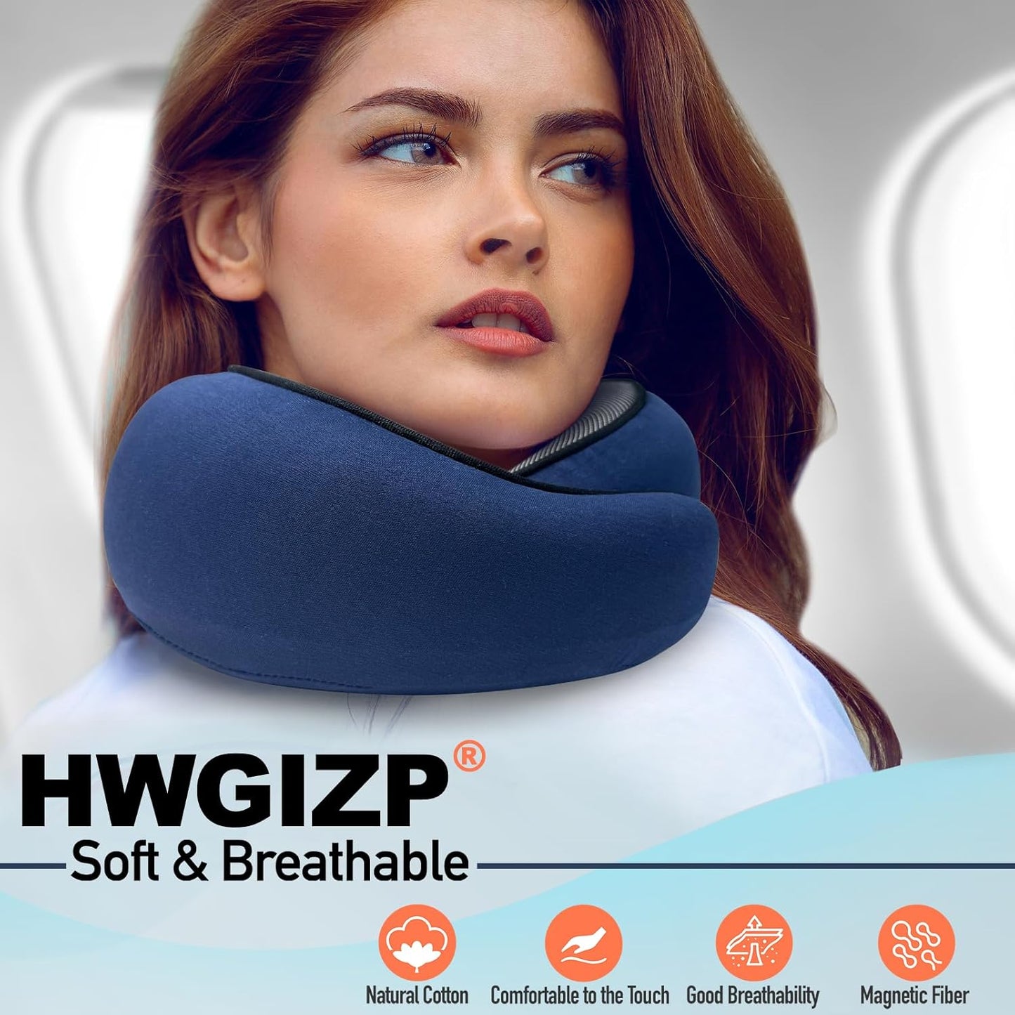Travel Pillow | High-Density Memory Foam Pillow with 360° Surround Support. Ergonomically Designed. Ideal for Airplane Travel and Home Use.