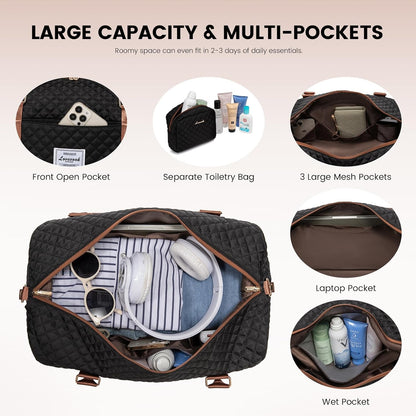 LOVEVOOK Travel Duffle Bag,Weekender Bags for Women with Shoe Compartment，Carry on Overnight Bag with Toiletry Bag,Gym Duffel Bag with Wet Pocket, Hospital Bags for Labor and Delivery