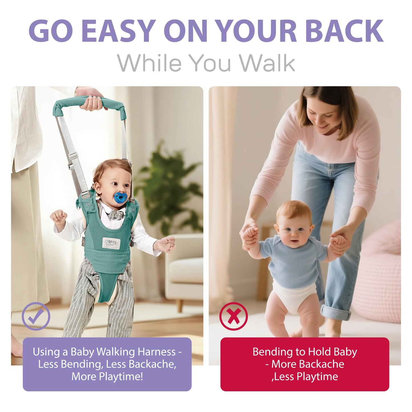 Baby Walking Harness-Handheld Assistant Belt- Toddler Infant Walking Aid for Trainer & Support 7-24 Month Old (summer-Green-1819)