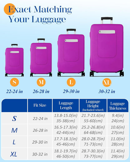 Slohif Luggage Cover for Suitcase Tsa Approved Protector - Luggage Sleeve Suit Case Cover Travel Stretch Large Baggage Case Protective Washable Fit 22-24 Inch Purple