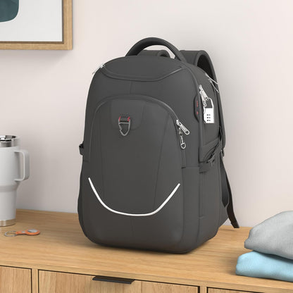 Travel Laptop Backpack, Anti Theft Backpack for Men and Women with USB Charging Port Business Computer Backpack Bag (Black 2811-17 Inch)