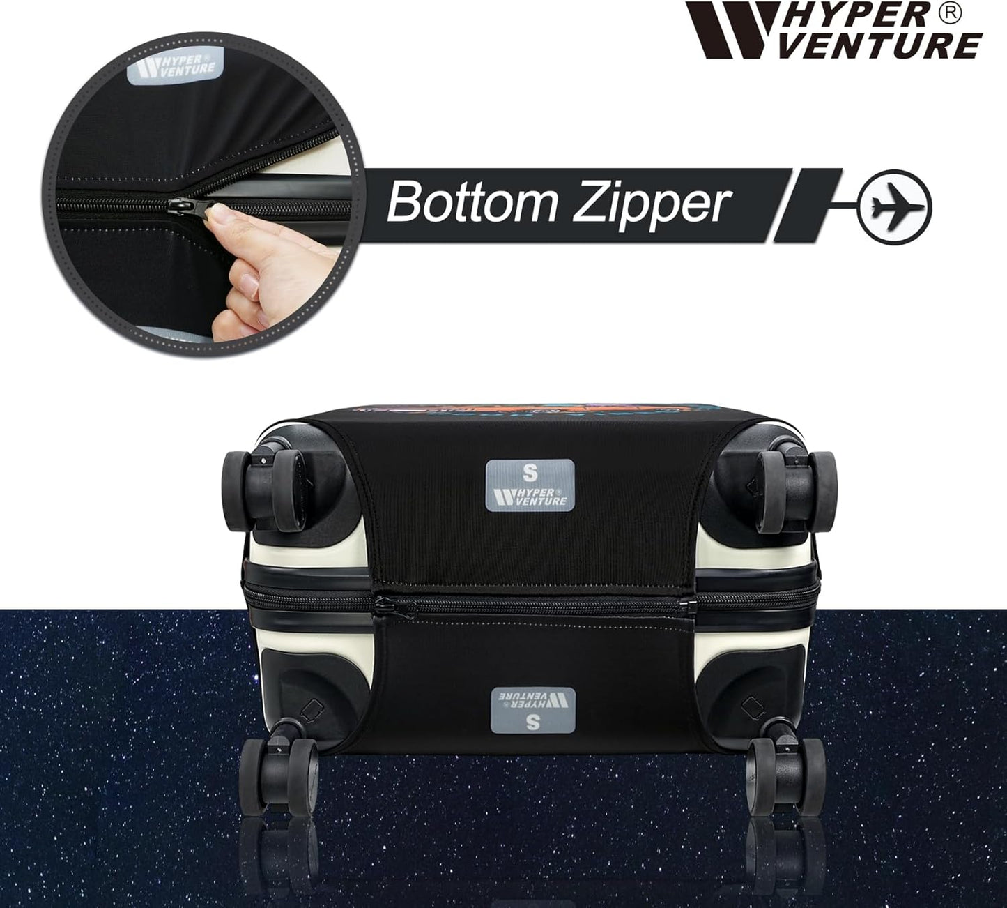 HYPER VENTURE Washable Luggage Cover - Fashion Suitcase Protector Fits 27-30 Inch Luggage (Road Adventure, L)