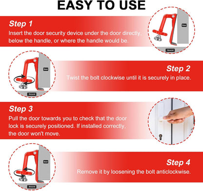 Portable Door Stopper Door Lock for Travel Anti Theft Door Blocker, Security Door Stoppers for Bottom of Door, No Drill Safety Doors Stopper Hotel Door Locks for Travelers Security (White)