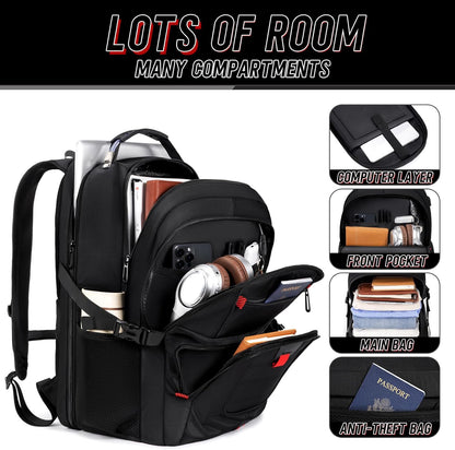 Z-MGKISS Travel Backpack, 50L Extra Large Travel Laptop Backpack, Travel Backpack for Men Women with TSA Airline Approved Bussiness Backpack, Black